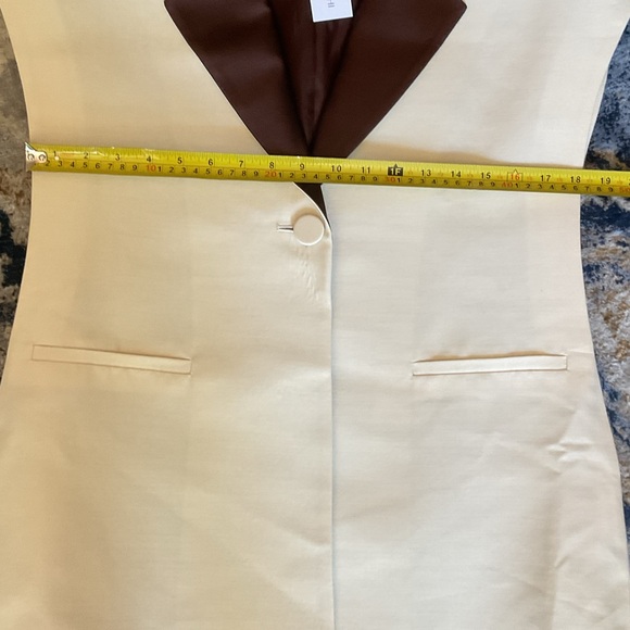 NWT Amir Taghi Silk Wool Bow Tie Blazer Vest Size 2 White Brown - Picture 12 of 14